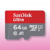 Sandisk Micro-SDXC Karte A1 Class10 64GB mit SD-Karten-Adapter
